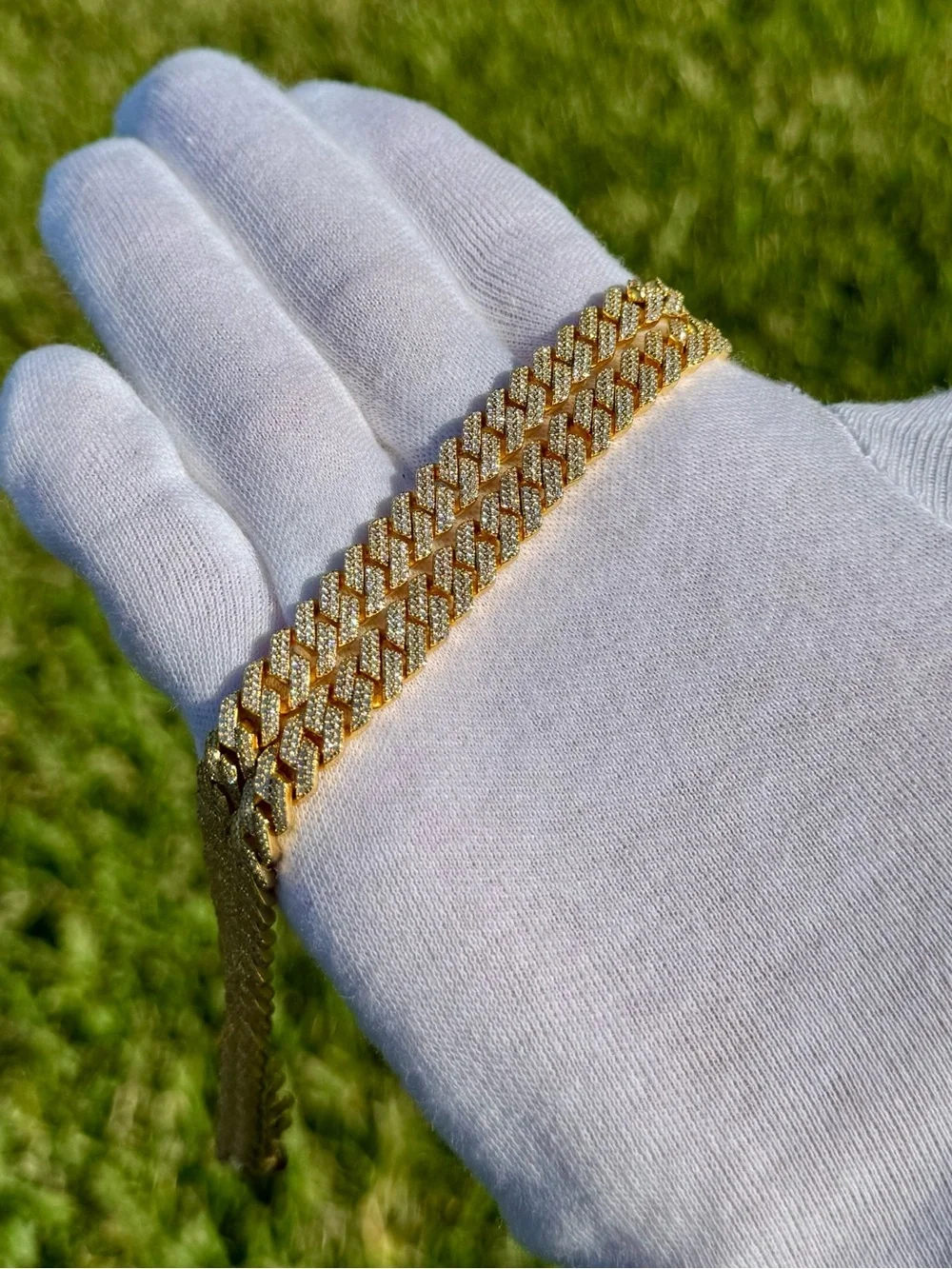 18k Gold Plated, 925 Silver, 9.OCTW Moissanite Square Miami Cuban Chain